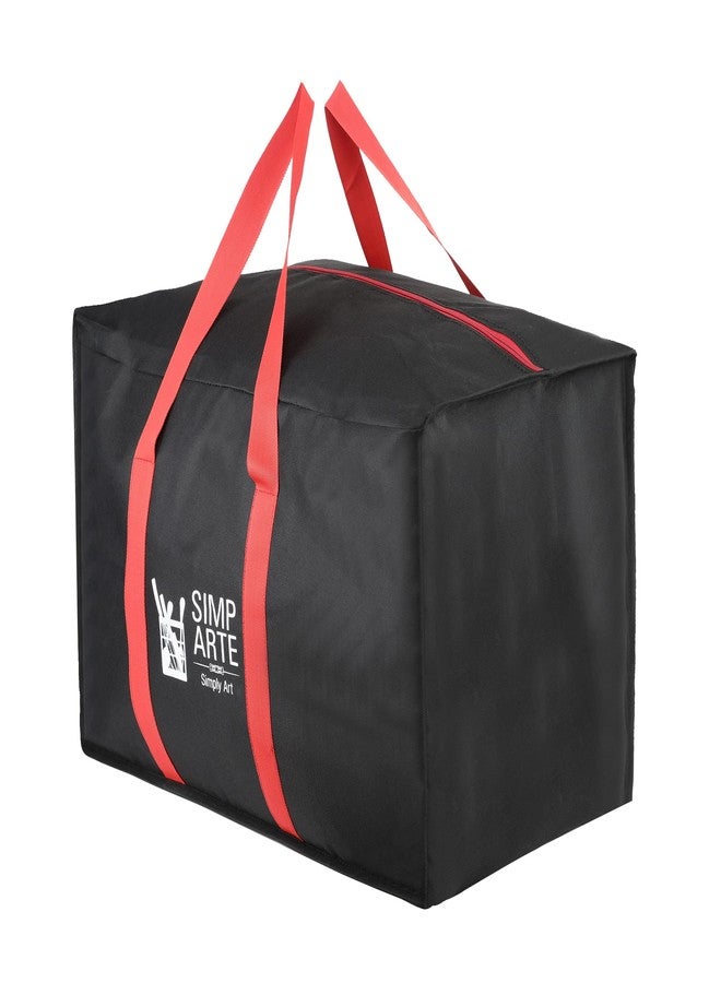 SIMPARTE Big Nylon Underbed Storage Bag Pack of 1 for Clothes, Comforters, Blankets, Toys, Books & Stationery - Moisture Proof Organizer with Zippered Closure & Strong Handle (Black, 57 x 38 x 35 cm) - Image 2